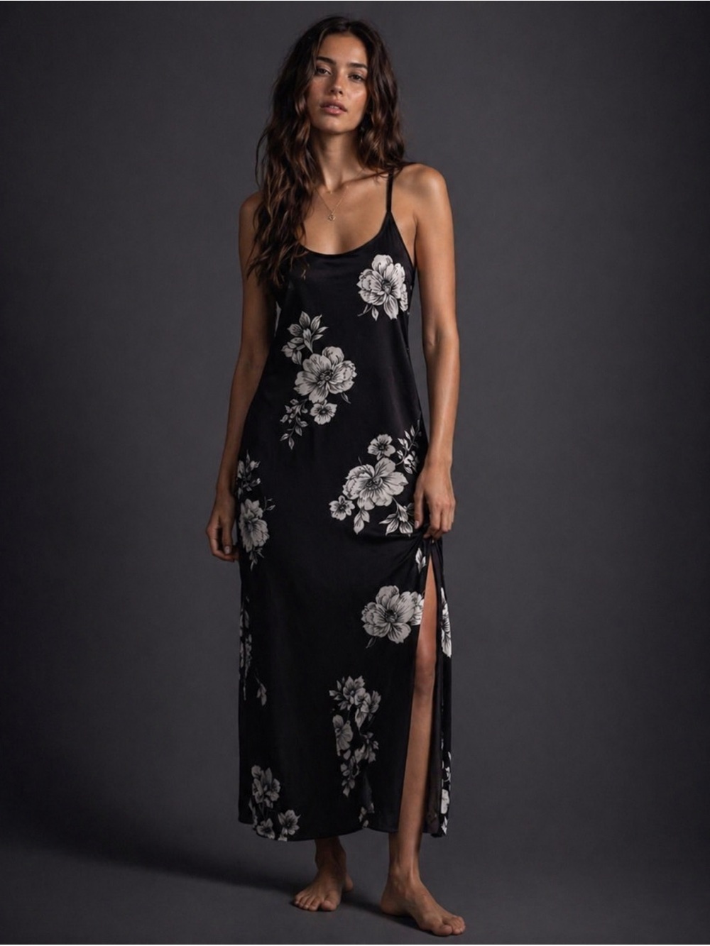 Cami NYC Black and White Floral Maxi Dress
